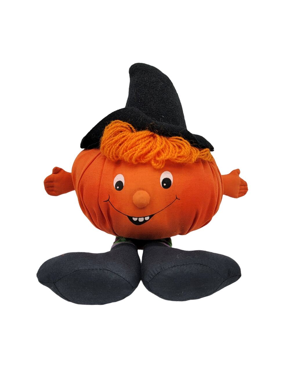 Vintage 1982 Hallmark Halloween Witch Pumpkin Beanbag Jack O’ Lantern w/ Legs